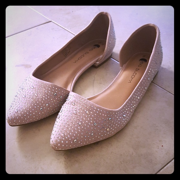 Shoes - rhinestone, dazzling pointy ballet, flat, shoes